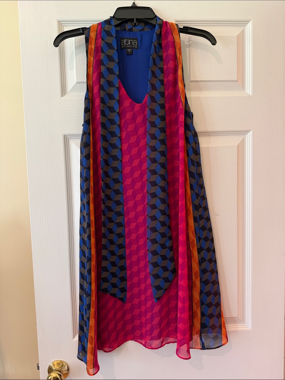 Atina Cristina Sleeveless Mini Dress Geometric Print Size Small